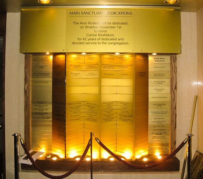 Elegant donor recognition wall with engraved names